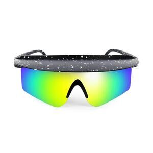 NEW Tipsy Elves Major Lazer Visor Sunglasses Mirrorized UV Polarized Green Blue